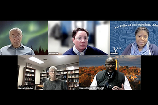 Zoom meeting during "Beyond Access: Equal Opportunity to Thrive at Yale College" Speaker Series presentation