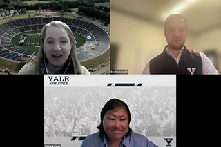 Zoom meeting during "Yale Athletics Going from Good to Great" Speaker Series