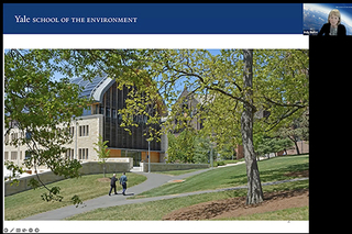 Zoom meeting during "Yale School of the Environment: Knowledge and Leadership for a Sustainable Future" Speaker Series presentation