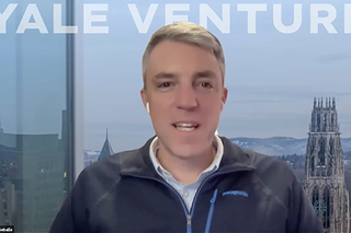Zoom screen during "Yale Ventures - Innovation and Entrepreneurship with Josh Geballe" meeting